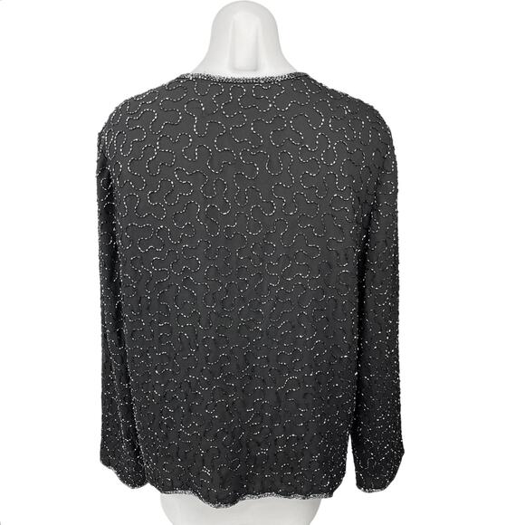 JMD New York Women's Black Beaded Formal Evening Party Jacket Coat Blazer Sz XL - Picture 2 of 4